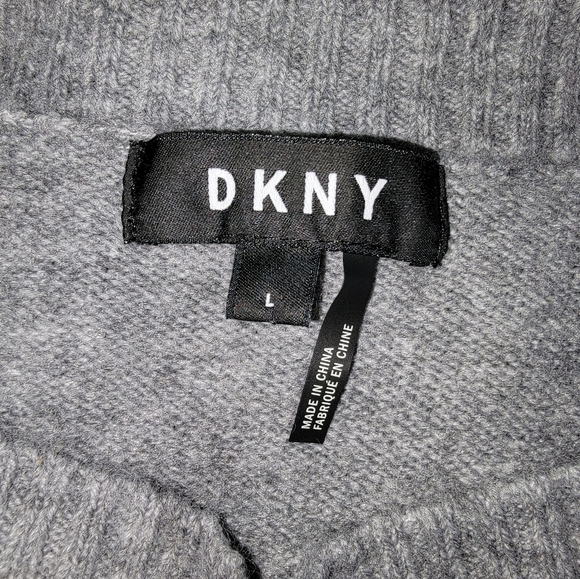 DKNY Sweater Size L Gray/Off White - Picture 4 of 8